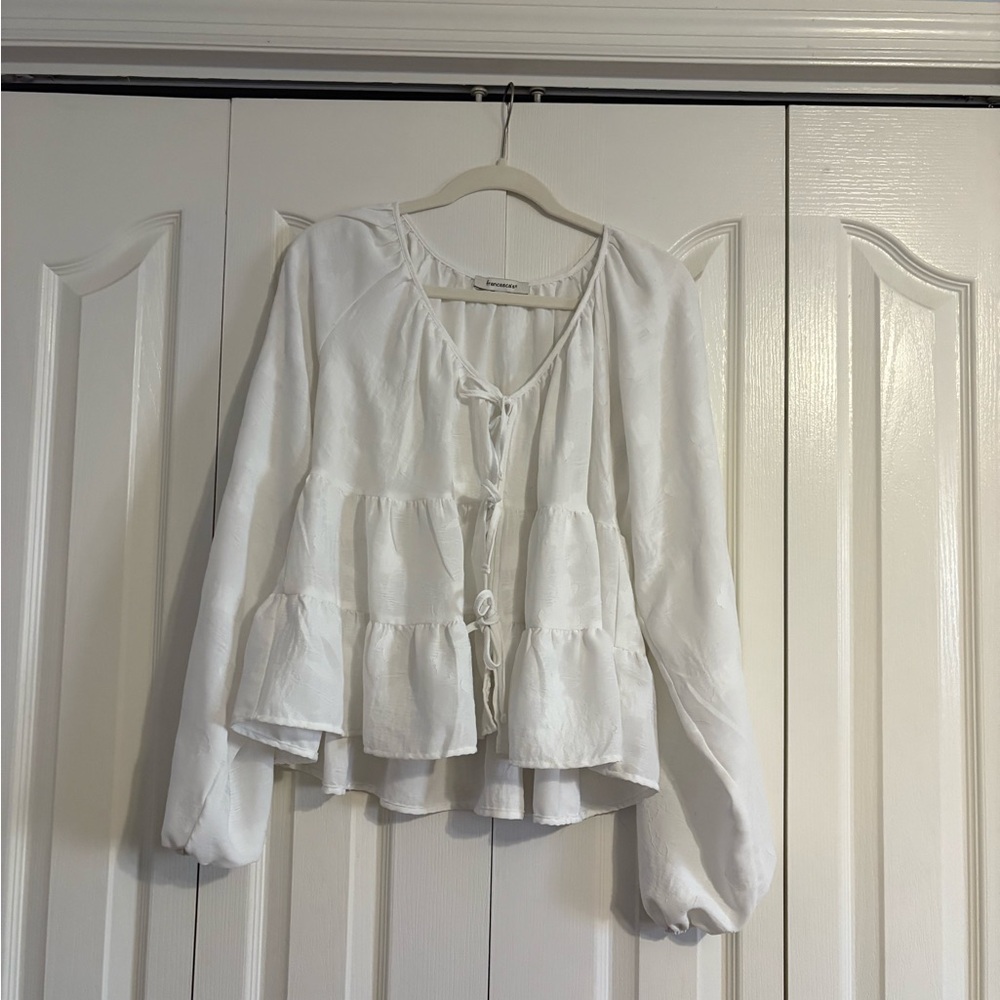 Francesca's Collections White Peasant Blouse